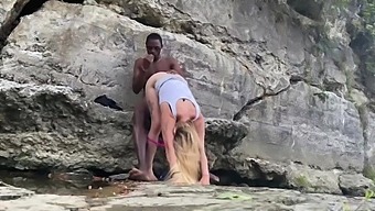 BBC goes hard on white pussy. Interracial couple hiking in mountains.