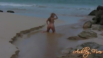 Outdoors solo video of provocative Ashley Fires skinny dipping