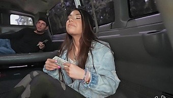 Porn doll rides in reverse for premium bang bus POV