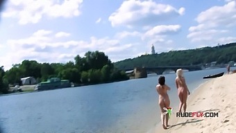 Beautiful young nudist babes secretly filmed naked at the beach