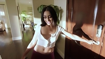 Brunette cutie Vanessa Moon is filmed POV-style during sex