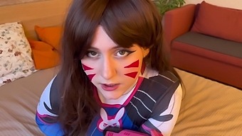 Russian cosplay girl gives a great deepthroat blowjob and gets facial