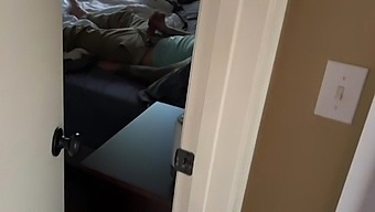 Horny guy gets caught masturbating by stepmom and receives punishment