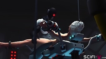 3D porn in HD quality featuring a horny blonde and a transsexual android
