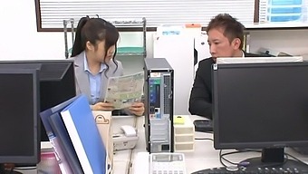 Japanese hottie Yuuka Kojima rides a hard cock in the office