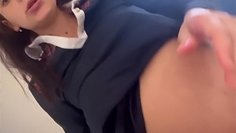 Pregnant teen in school uniform gives blowjob and gets fucked hard