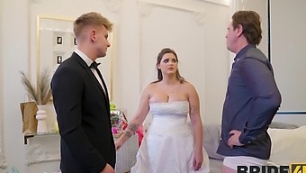 Busty bride gives a footjob and blowjob in high definition porn video