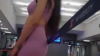 Hidden camera captures young woman's big ass in public