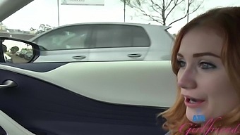 Redhead stranger Scarlet Skies gets picked up and fucked on a bed