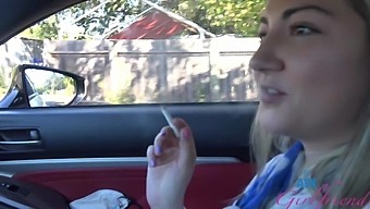 An amateur video of nearby person Lily Adams sipping up a cigar in the car.