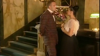Retro porn video with couple having smooth sex at the wedding