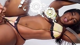 Colombian ebony beauty gets her ass fingered and fucked on glass table
