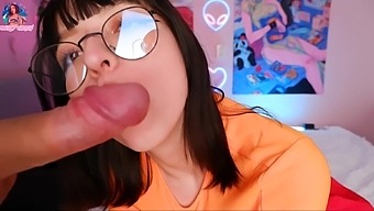 Teen Cosplay Delight: Velma Gives a Sloppy Blowjob and Gets Creampied in Reverse
