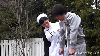 A footage of a patient plowing a provocative Japanese doctor.