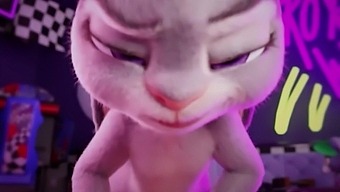 Frog-bunny Judy Hopps leaps passionately on a colossal Cock - 3D Animation