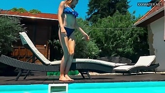 Horny Hungarian babe Bonnie enjoys a solo swim
