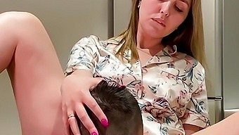 POV video of a stepmom helping her stepson cum