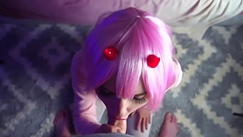 Teen 18+ Gets Face Fucked and Cum Eaten Out in Zero Two's Uniform