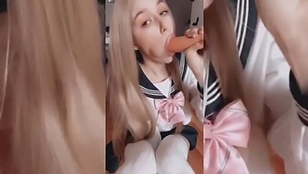 Cosplay-enjoyed anime teen whores in solo masturbation video