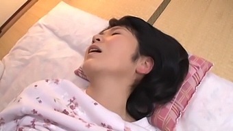 Mature Japanese MILF Mitsuko Ueshima Gets Her Big Natural Tits Pleasured