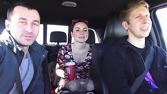 Tattooed brunette Veruca James gets her pussy pounded in a car