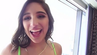 Brunette beauty Abella Danger gets her natural tits worshipped and fucked hard