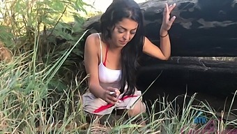 POV video of Sophia Leone's outdoor pisse and intense car fucking
