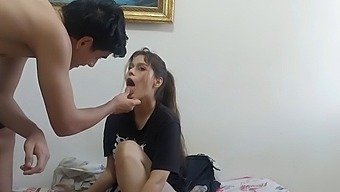 Amateur stepsister receives a throat-clearing blowjob from her stepbrother