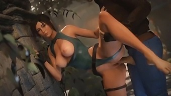 Uncensored 3D porn video featuring Lara Croft and her big butt
