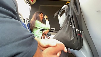 Amateur pornstar gets jerked off and sucked on a public bus
