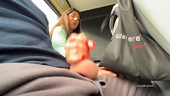 Amateur pornstar gets jerked off and sucked on a public bus