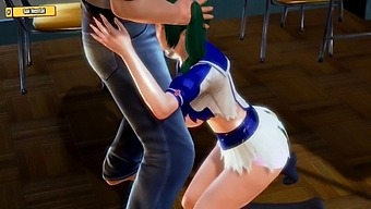 Big-titted cheerleader and principal engage in intense 3D Hentai sex