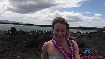 POV video of Summer Vixen and her boyfriend having sex on the beach