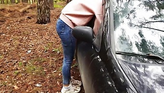 Teen Russian slut gets caught in a car and forced to fist