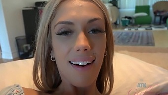 Blonde bombshell Sky Pierce gives an amazing blowjob in POV