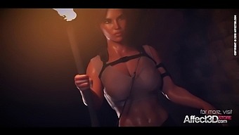 Lara Croft's skilled blowjob skills in action
