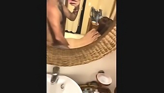 POV video of two girls having sex for money in a public restroom