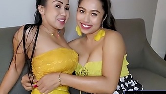 Big breasted Thai girlfriends engage in steamy lesbian activity in this homemade video