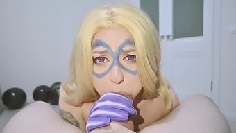My Hero Academia's sultry slim blonde mount lady gives a mind-blowing blowjob and receives a mouthful of cream