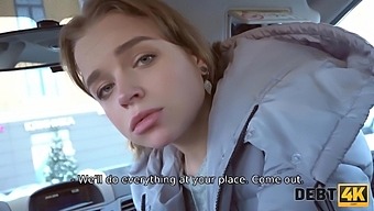 Shy Russian teen receives a blowjob and gets a rough handjob