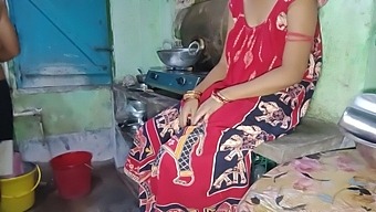 Indian wife enjoys oral and cumshot in kitchen with her husband