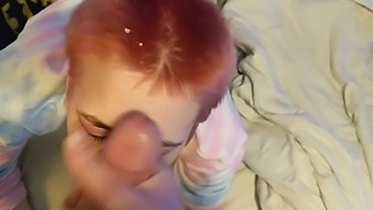 Blowjob from a pierced emo girl with short hair