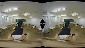 Asian teen Aoi Mizutani enjoys oral sex and cumshot in 3D VR