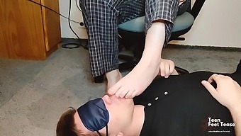 HD video of BDSM slave licking and cleaning Mistress's feet