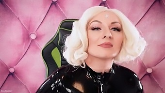 Blonde MILF's latex playtime with POV close up