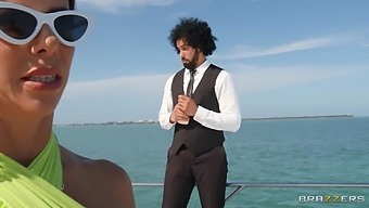 Black beauty Alexis Fawx enjoys a yacht adventure with a threesome