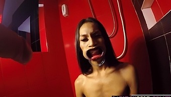 Teen Asian Ladyboy Games Takes Big Cock and Cum in Mouth