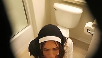 Masturbate to the sound of a busty nun's squeal - Amateur solo