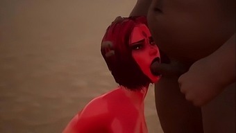 3D hentai animation of a demoness adapting to human mouth