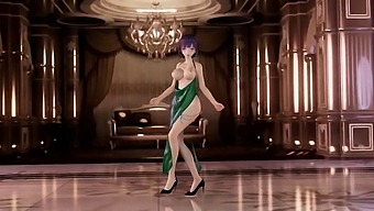 GreenTCH's Purple Apron Color Edit Smixix: Anime Beauty in Stockings and Heels